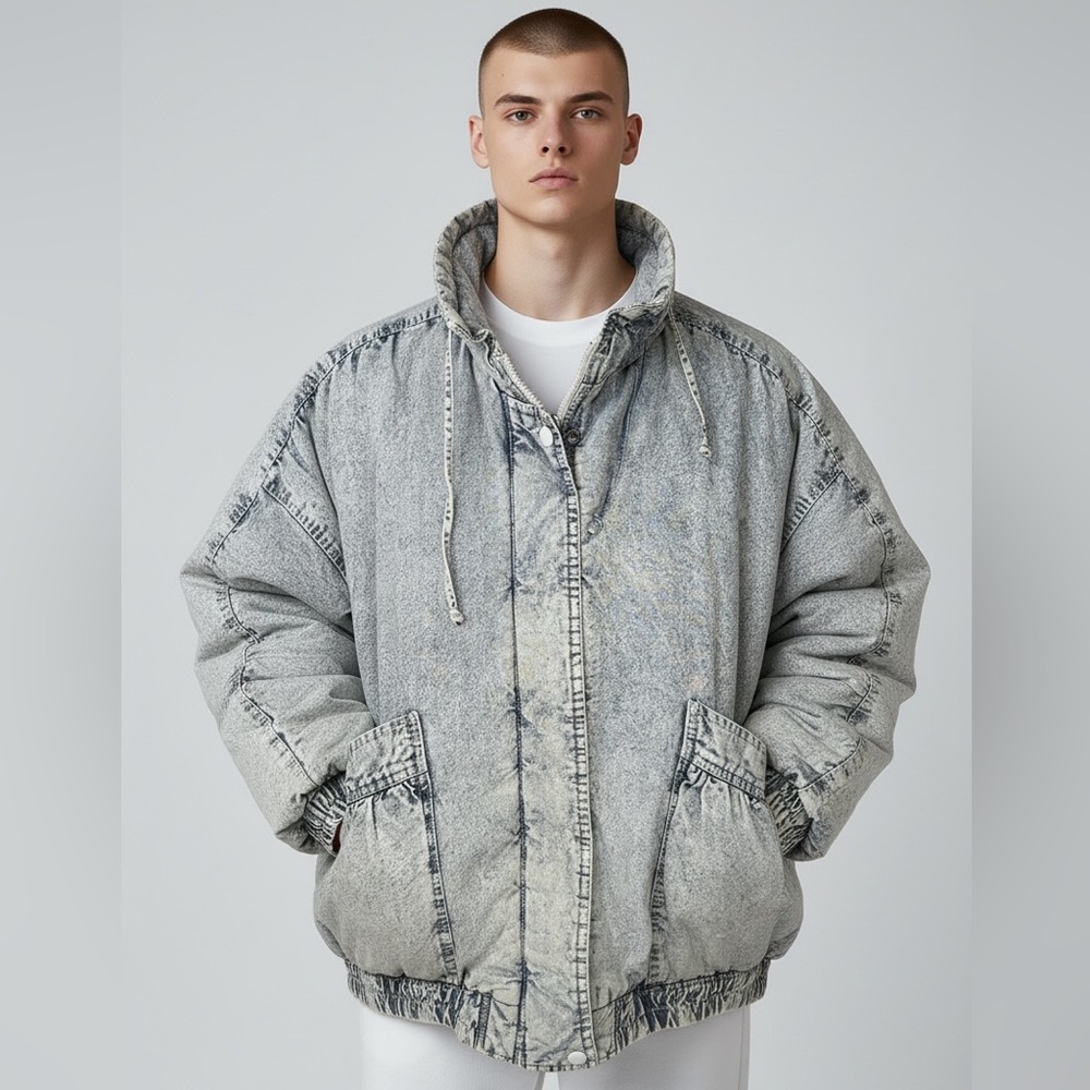 Inner View Vintage 80s acid wash denim puffer jacket unisex